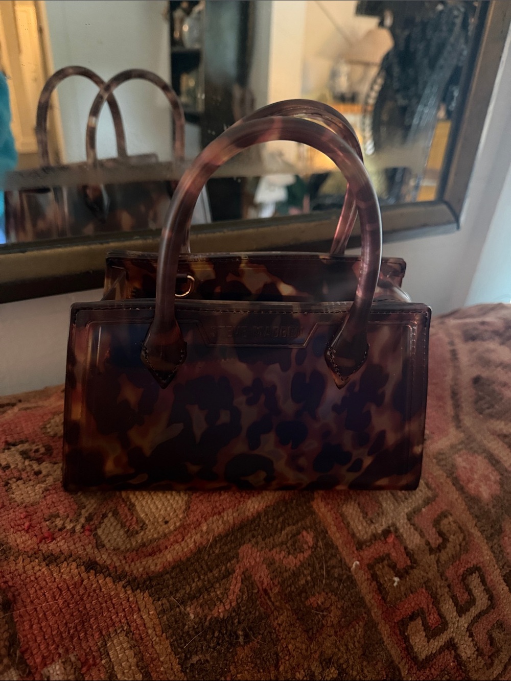 NEW STEVEN MADDEN MINI TORTOISE SHELL JELLY TOTE- no chain strap